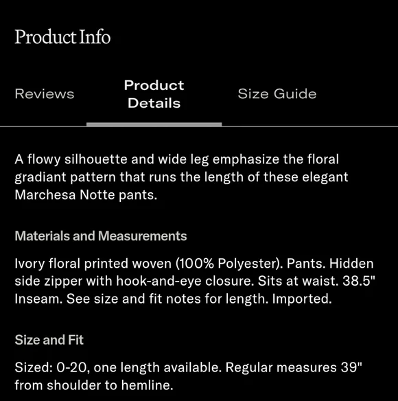 Marchesa Notte Designer Gradiant Floral Palazzo Pants Flowy Silky Huge Leg 20W - Picture 6 of 14